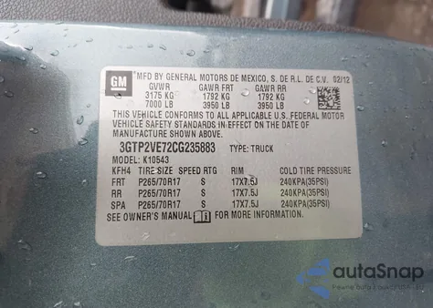 2012 GMC Sierra 1500 Sle from USA, damaged, VIN 3GTP2VE72CG235883